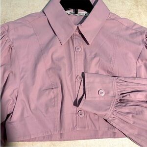 Zara Light Purple Cropped Button-Up Shirt